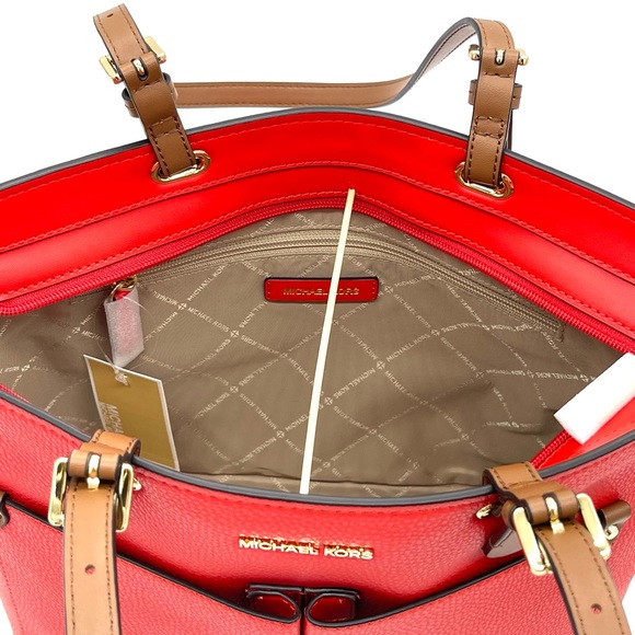 Michael Kors Medium Double Packet Pebbled Leather Tote Bag - Picture 11 of 12